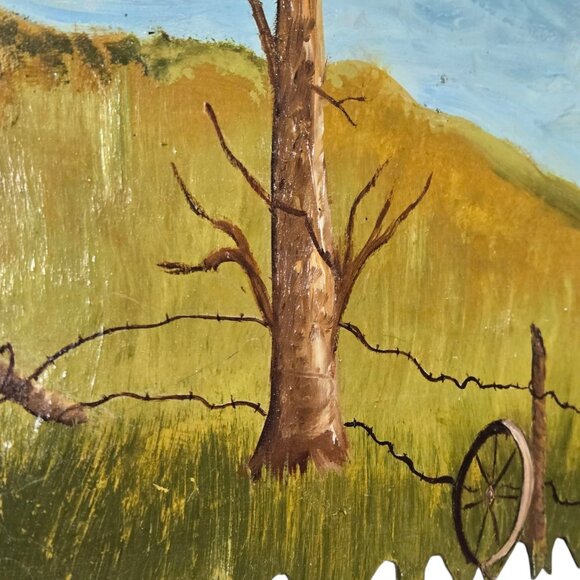 Antique Hand Saw Folk Art Rustic Countryside Scene Hand Painted Wall Decor - Picture 4 of 16